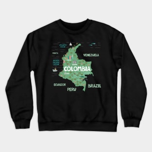 colombia illustrated map Crewneck Sweatshirt